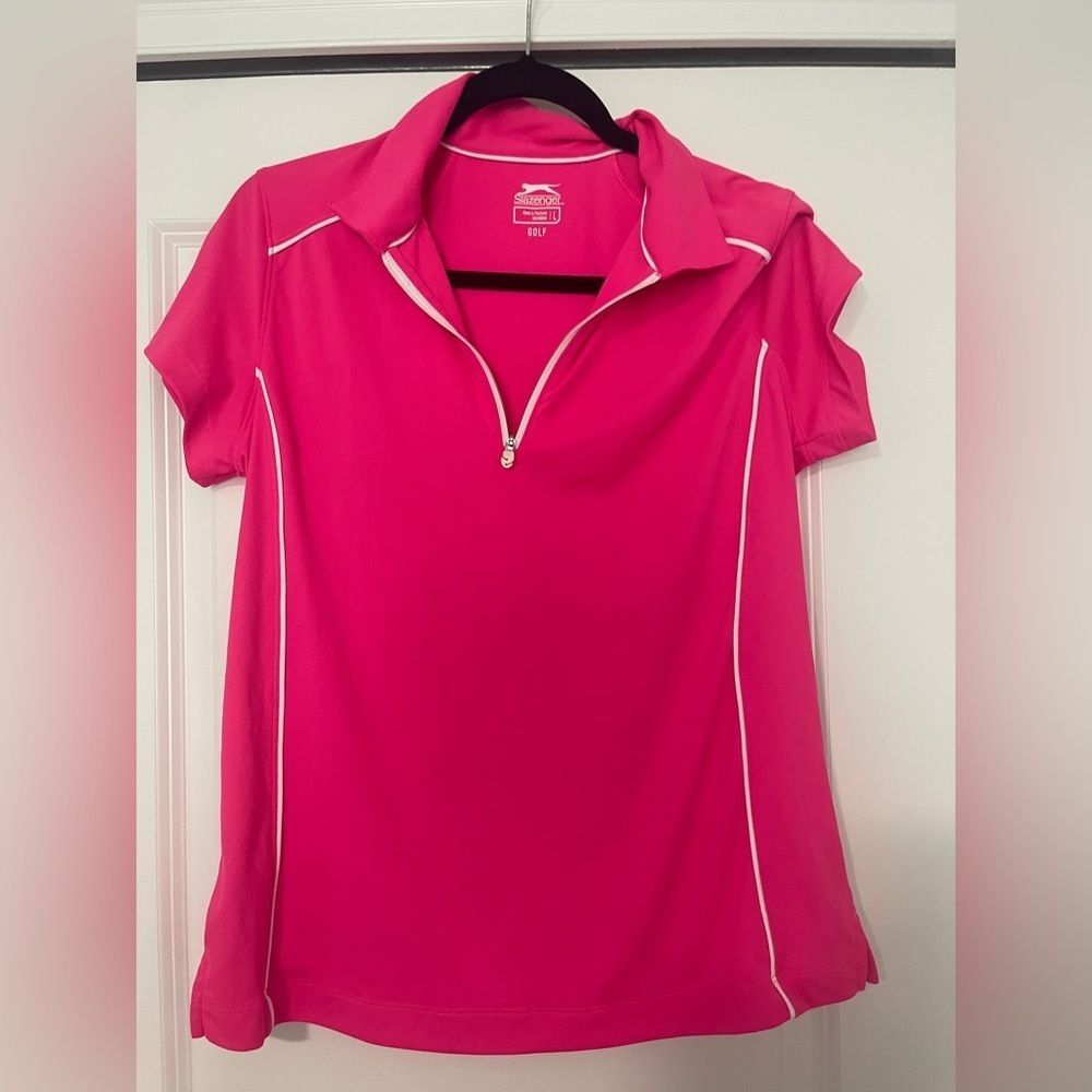 Slazenger Women's Bright Pink Zip Polo
